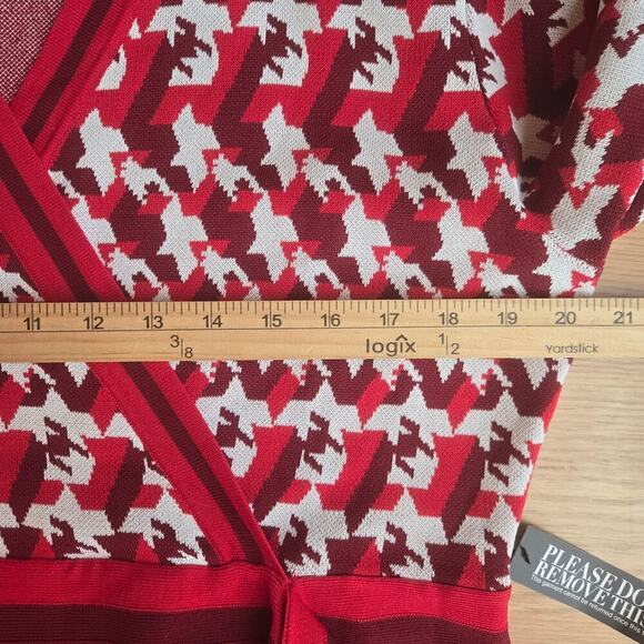 NWT NY & Co Womens Red Houndstooth Knit Dress Size XL Old Money Preppy Workwear - Picture 11 of 12